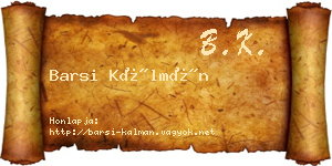 Barsi Kálmán névjegykártya